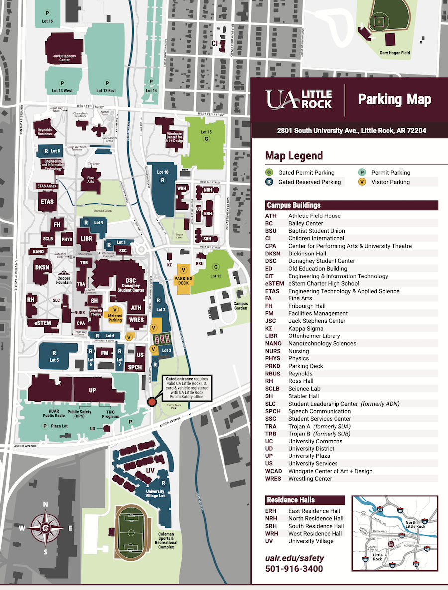 UA Little Rock Parking Map