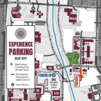 Image description: Map of Experience Parking & Check-in Location