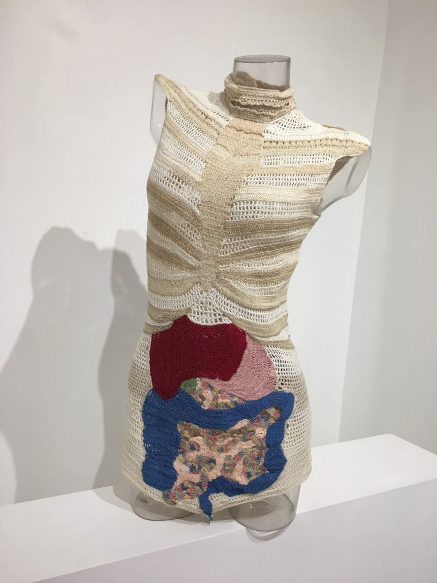 Pinky/MM Bass, Anatomical Dress, crochet and knit fibers.