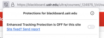 Turn off 'Enhanced Tracking Protection' in the Firefox address bar