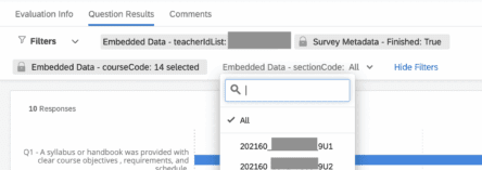 Filters on the dashboard