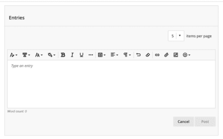 "The image shows a close-up view of the Entry options in the text editor. The text on the page explains its uses." 