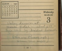 Image of a section of a diary entry referencing Babcock's meeting with President Roosevelt in 1937.