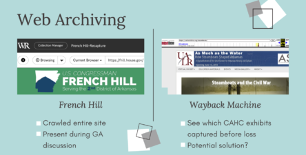 Screenshot of slide presentation describing web archiving and the Wayback Machine