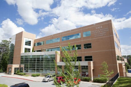 Exterior of the UA Little Rock Reynolds Business Building, location of the Trojan Career Closet.
