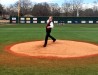 Chancellor Anderson throwing the first pitch