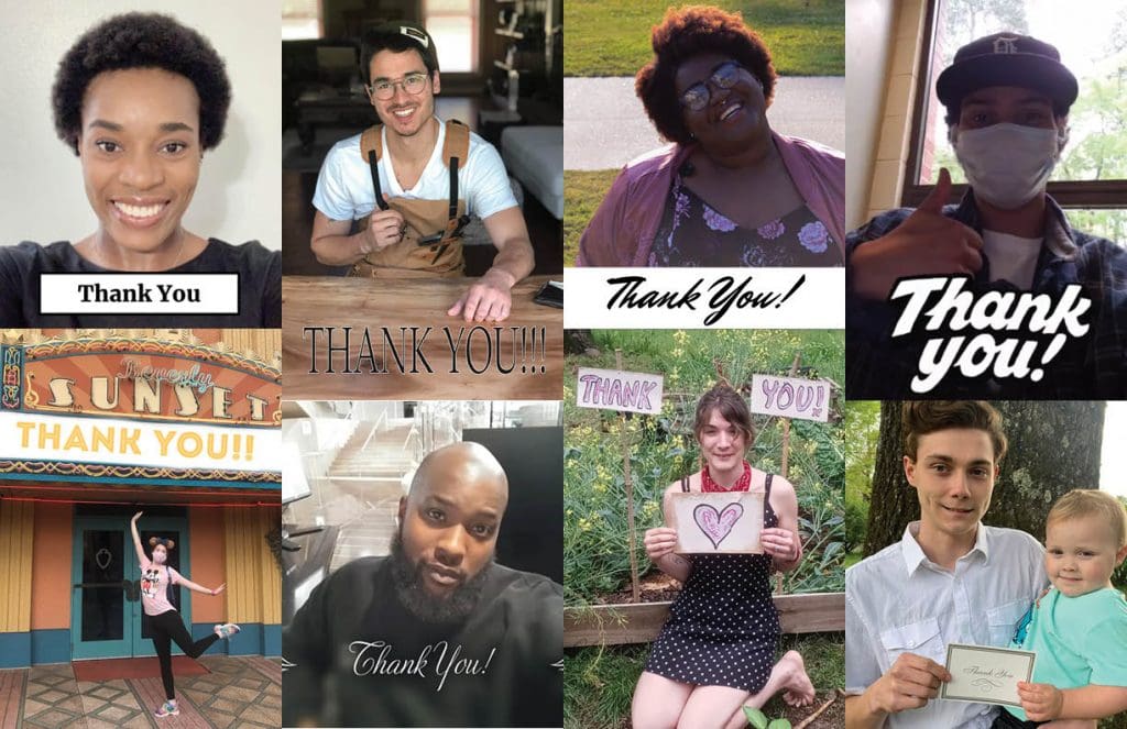 Students saying thank you