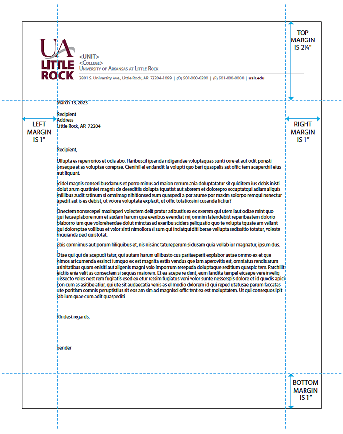 UA Little Rock letterhead template for download