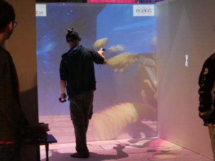 An EAC student utilizing an immersive virtual reality system