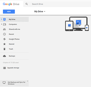 Google Drive Home Page