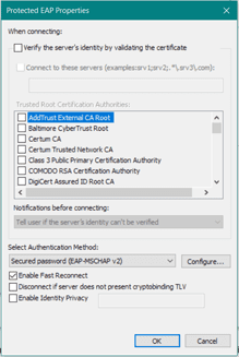 Unchecking Verify Server Certificate