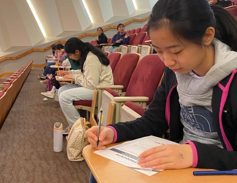 Math students getting ready to solve equations