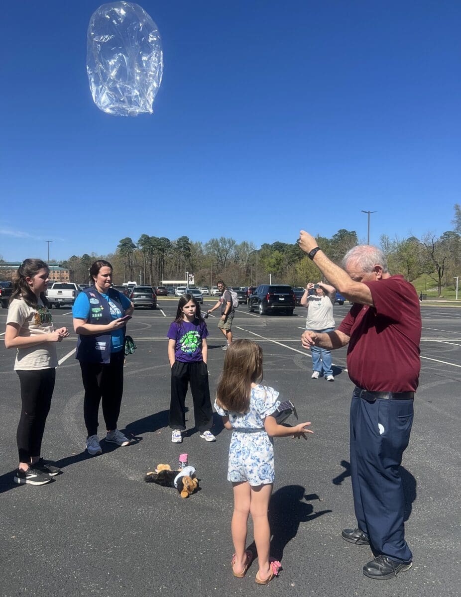 launching a pico balloon to collect weather data