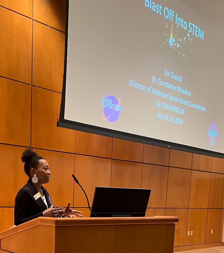 director of the Arkansas Space Grant Consortium speaking about women in STEM