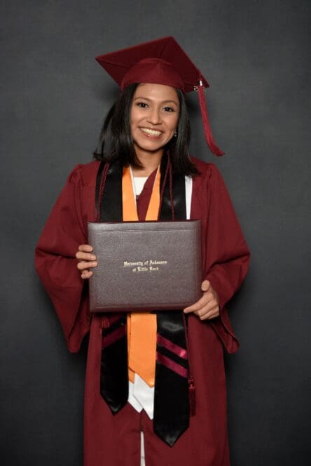 Woman in graduation robes