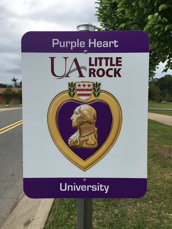 New Signs Acknowledge Ua Little Rock As Purple Heart University Facilities Management Ua 6871