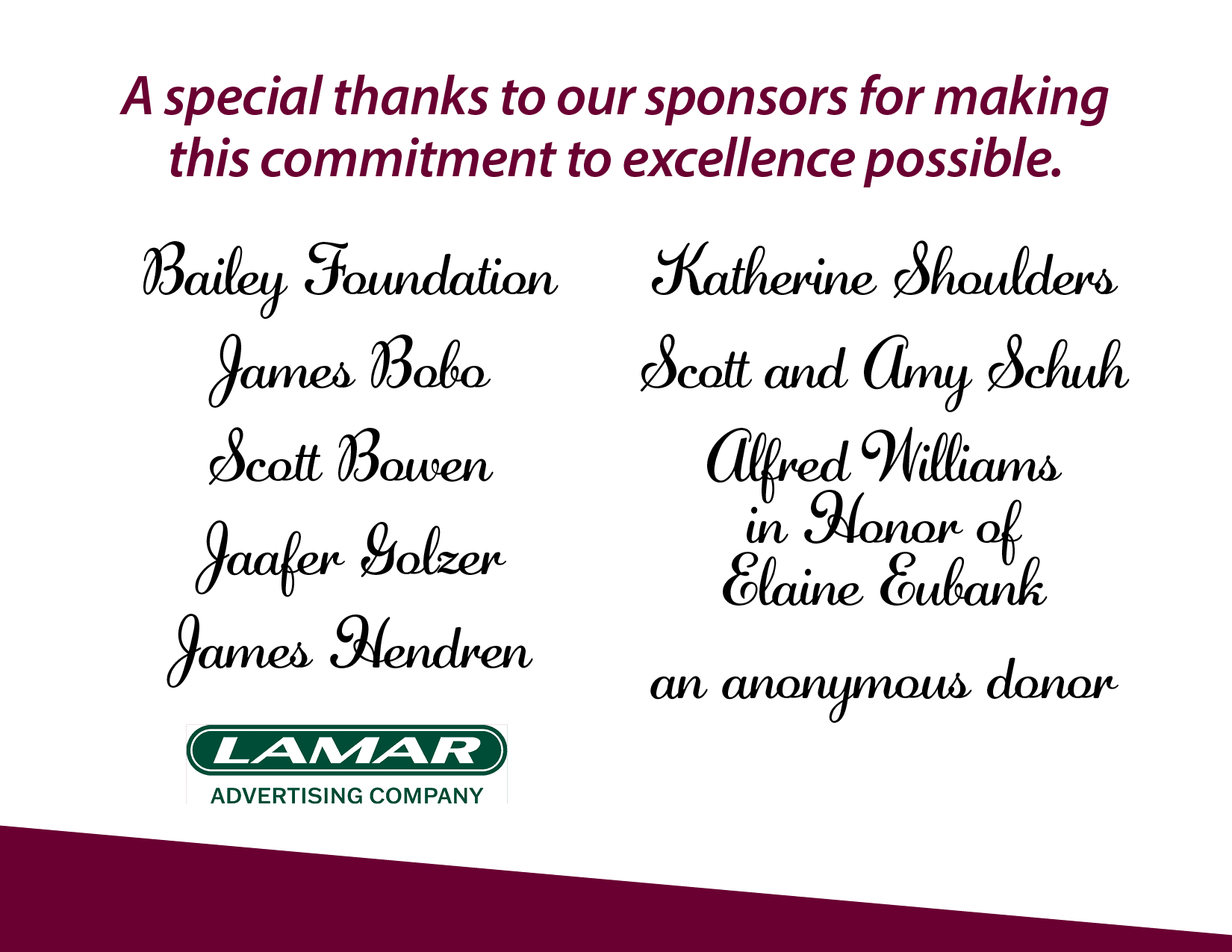 2026 Faculty Excellence Award Sponsors