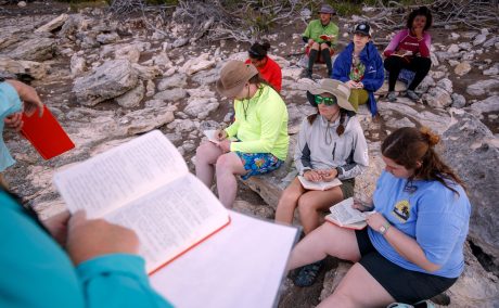 Geology students in the Bahamas studying