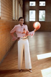 Zedralyn Butler holding basketball.