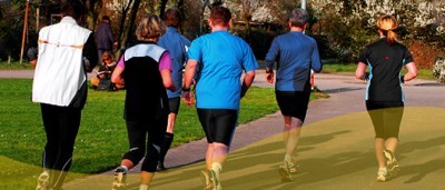 photo of group of employees jogging