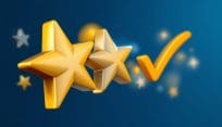 Gold stars and a check mark icons symbolizing high performance and completed evaluations in a Workday review.