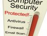 Image of a thermometer with "Computer Security' printed at the top. Instead of numbers, it displays the words from top to bottom: Protected!, Antivirus, Firewall, Email Scan, and Passwords. The vertical red liquid scale display it is at the top next to Protected! indicating the com;uter is fully protected.