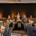 Dean Colin Crawford speaks at the 2025 Distinguished Alumni Luncheon