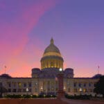 Arkansas Capitol at sunset
