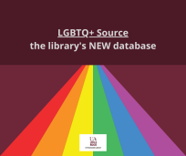 LGBTQ+ Source the library's new database. Below is an image of a flat rainbow and the Ottenheimer Library Logo.
