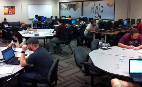 Students work in the UALR Mathematics Assistance Center.