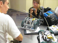 students with robot