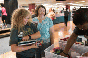 There were boxes of freebies during UALR’s campus bookstore's special event.