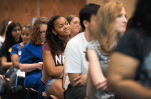 Welcome session during the new student orientation 2015 at UALR