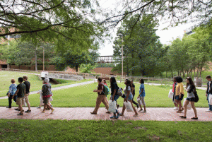 Campus tour during new student orientation