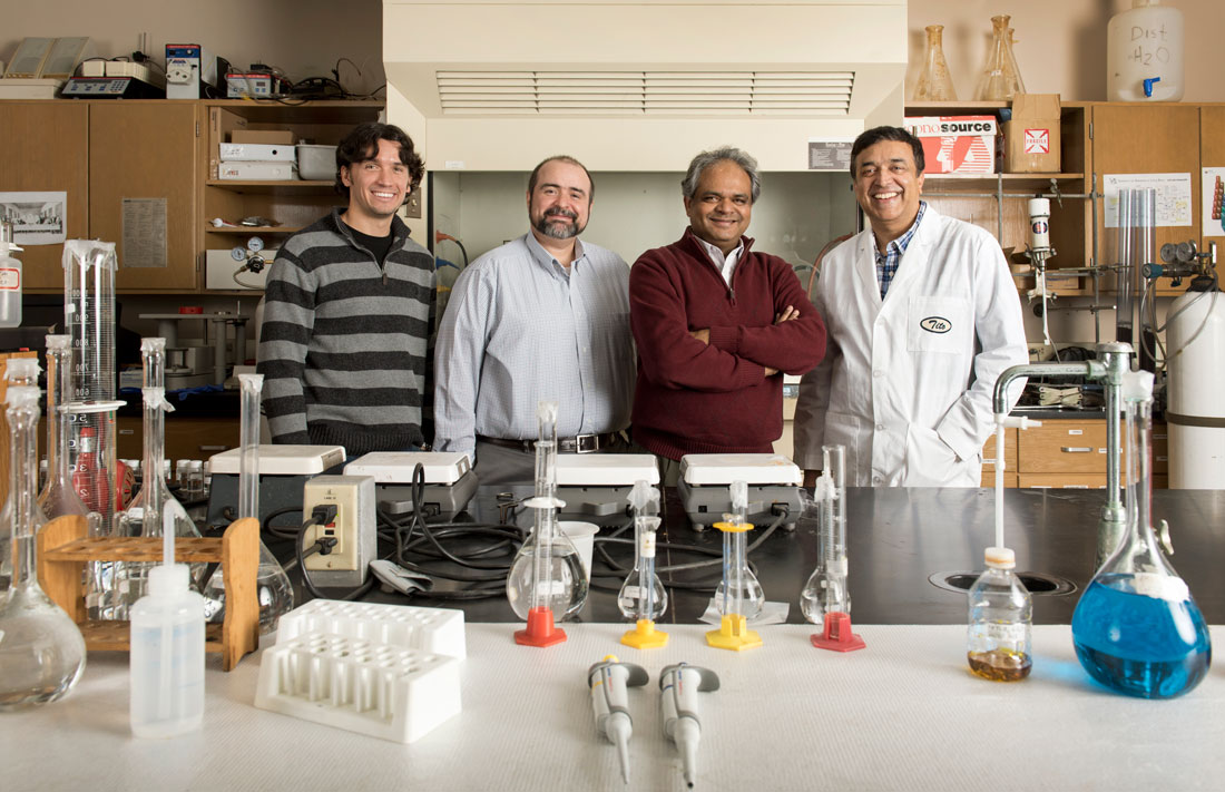 From left: Drs. Allan Thomas, Brian Berry, Nawab Ali, and Tito Viswanathan. Photo by Lonnie Timmons III