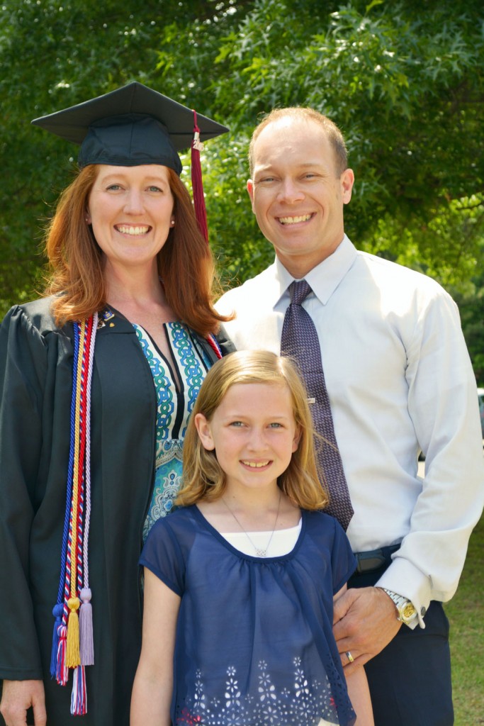 Raegan Austin, a 2016 UALR graduate, poses with her husband, Michael, and daughter, Ridley. Contributed photo