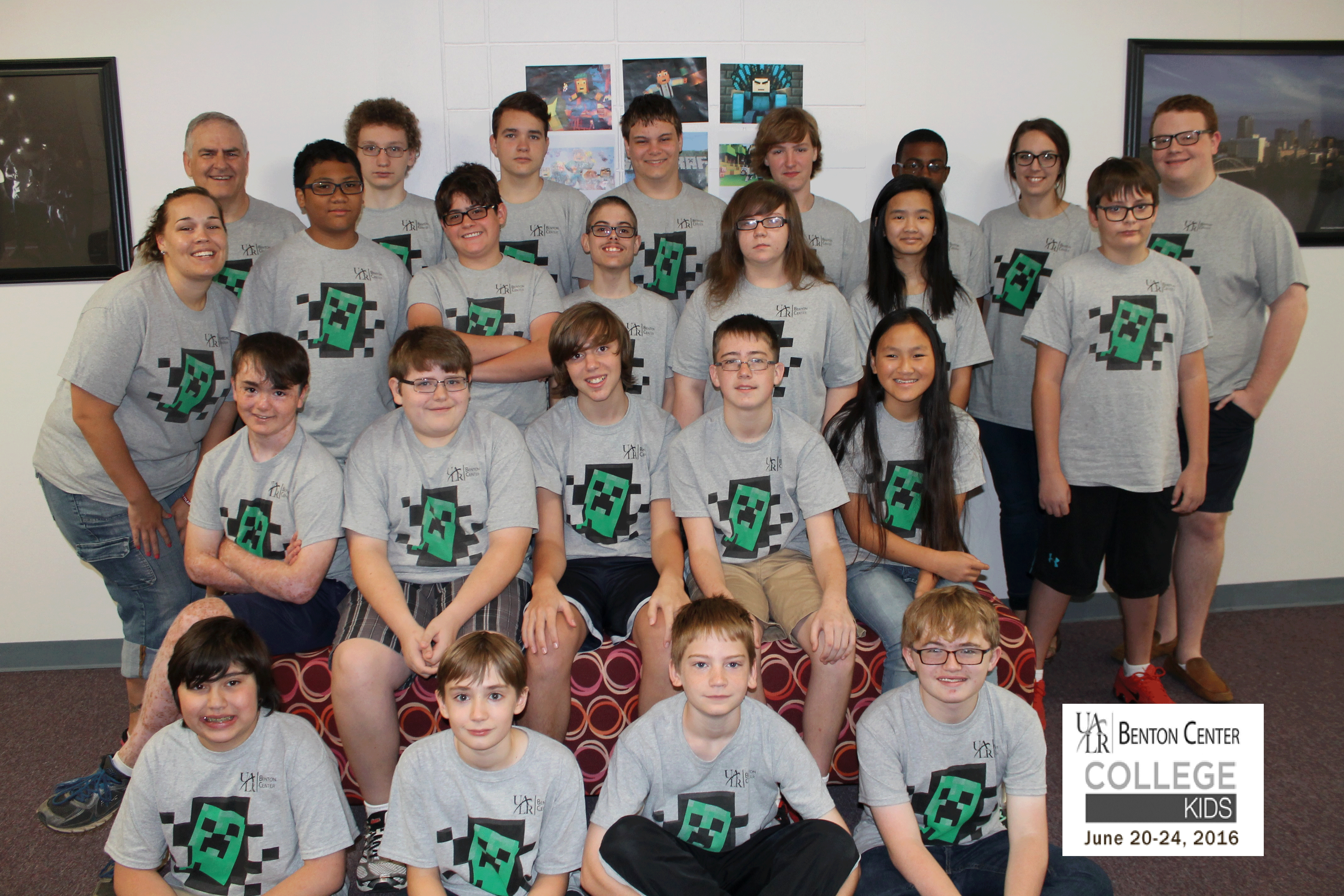Members of the summer coding camp, from left to right, are: Front Row: Ramsey Alhajjaj, Zack Jennings, Jacob Ivy, and Stuart Walker; Second Row: Cotton Ward, Ethan Blackford, Colbe Cortez, Ryan Wells, and Maya Henderson; Third Row: Supervisor Angela Paladino, Alex Lee, Andrew Mencer, Brodie Callicott, Mary Ashton, Selin Kartika, and Max Joseph; Back Row: Instructor Bruce Bauer, Matthew Bulthuis, Will Clay, Tucker Williams, Bishop Butler, J’Lun Herron, Instructor Carole Ann Ramsey, and Supervisor Tucker Partridge.