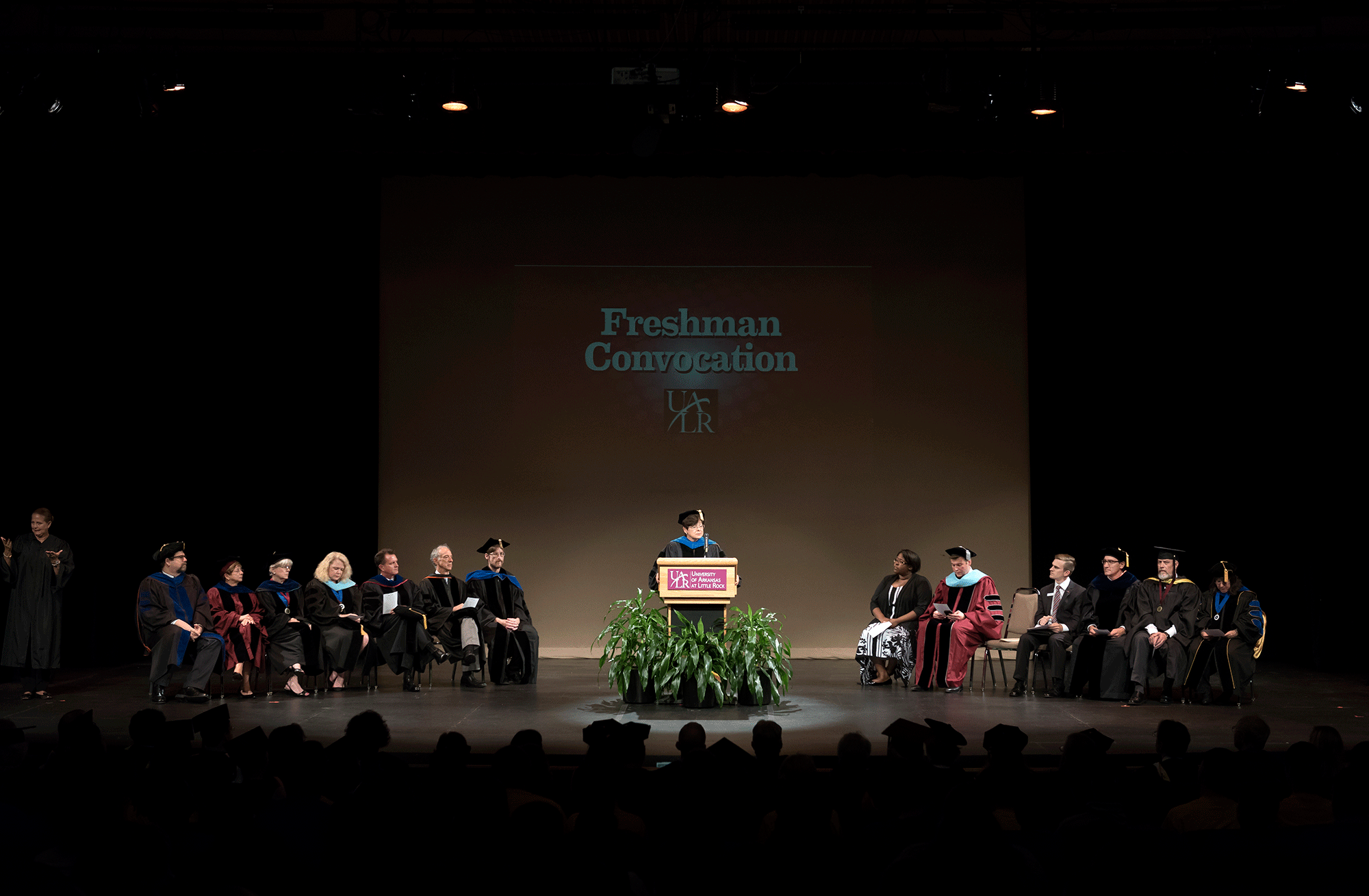 The 2016 Freshman Convocation welcomes the Class of 2020. Photo by Lonnie Timmons III/UALR Communications.