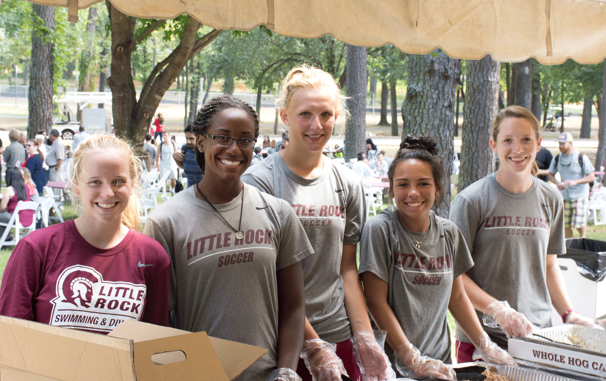 UALR student athletes volunteered their time to serve meals at BBQ at Bailey on Sept. 14.