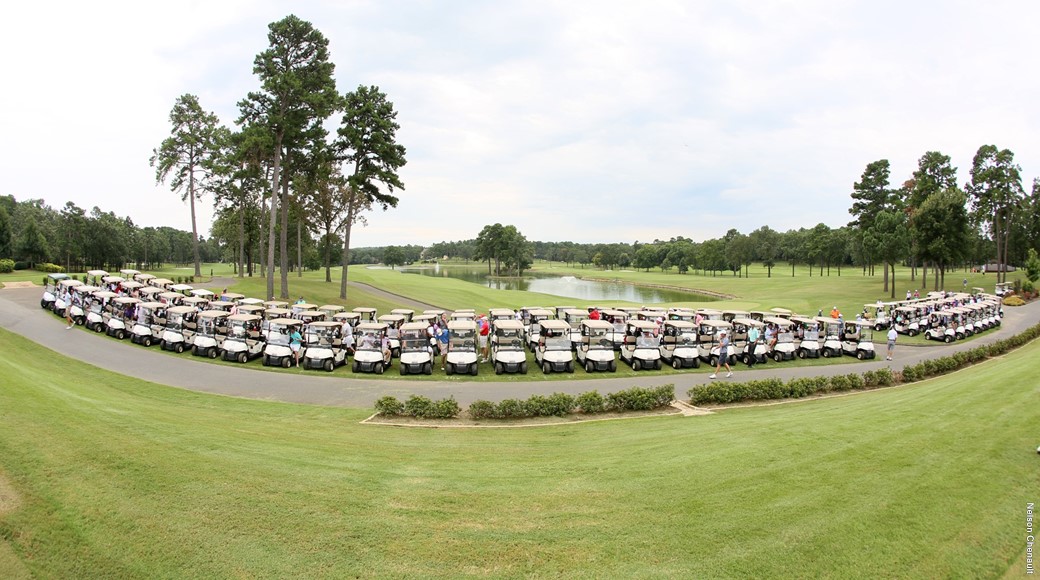 Golf carts line up for the 2017 Little Rock Golf Shamble at Pleasant Valley Country Club.