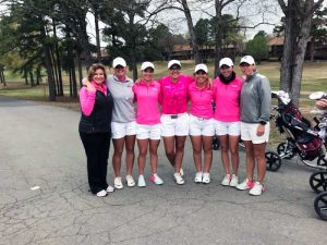 Coach Bridgett Norwood and the UA Little Rock women's golf team