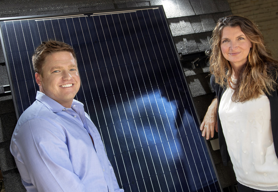 UA Little Rock alumni Josh Davenport (left) and Heather Nelson (right) founded their energy efficiency company, Seal Energy Solutions, in North Little Rock. Photo by Ben Krain.