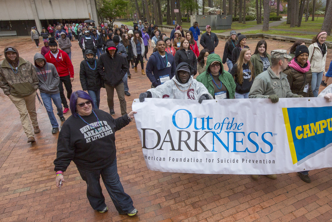 Over 100 students, faculty, staff, alumni, and members of the public walked in the 2018 Out of Darkness Suicide Prevention Walk at UA Little Rock. Photo by Benjamin Krain.