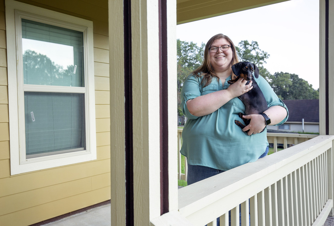 UA Little Rock social work graduate Cadie Foscue bought her house in the Oak Forest neighborhood through the University District first time homebuyer program. Photo by Ben Krain.