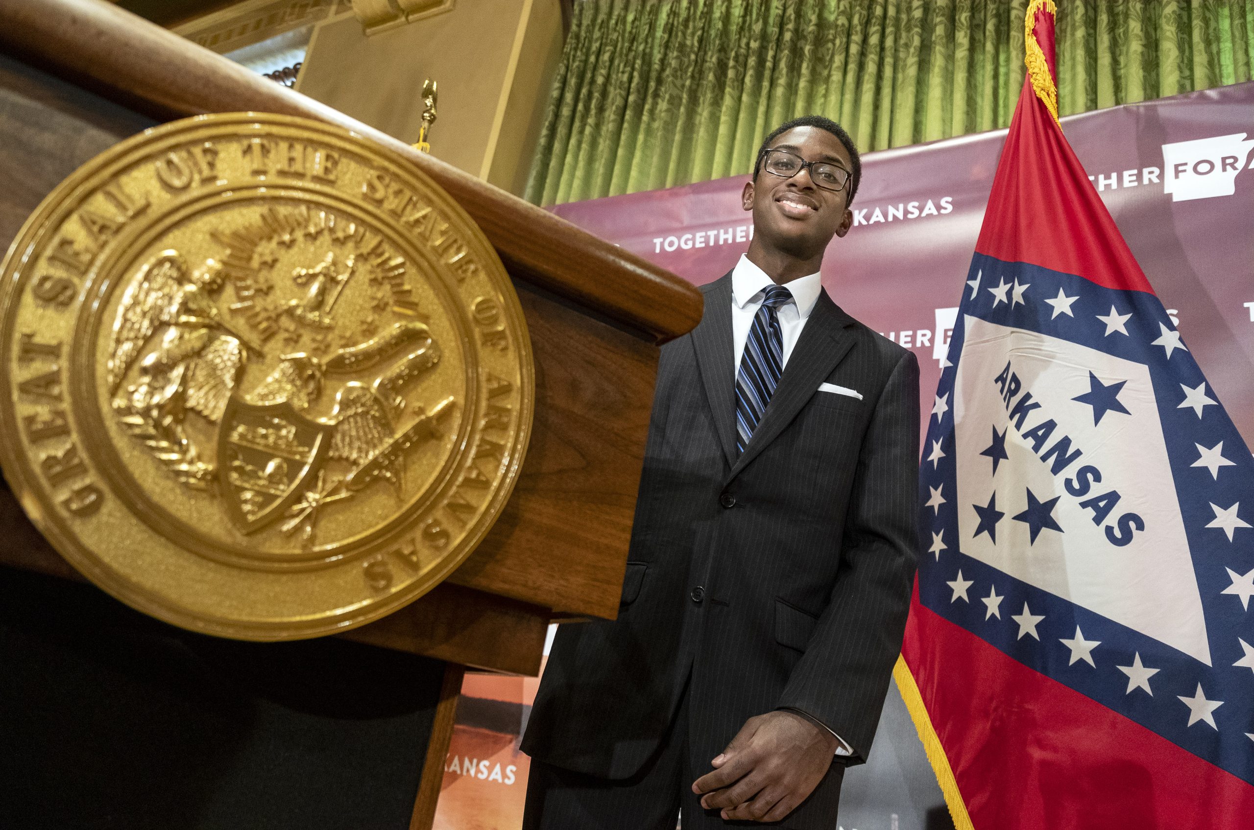 UA Little Rock student Joshua Johnson completed a summer internship with Gov. Asa Hutchinson's office. Photo by Ben Krain.