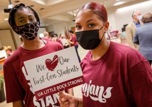 First-generation college students and new transfer students participate in a Welcome Week event to welcome them back to campus on Aug. 24. Photo by Benjamin Krain 