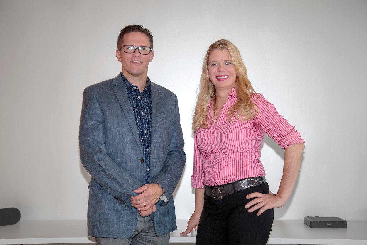 Philip Huff, assistant professor of cybersecurity, and Sandra Leiterman, managing director of the UA Little Rock Cyber Gym