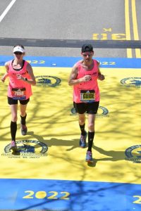 Meg Berry and Chris Shuptrine compete in the Boston Marathon.