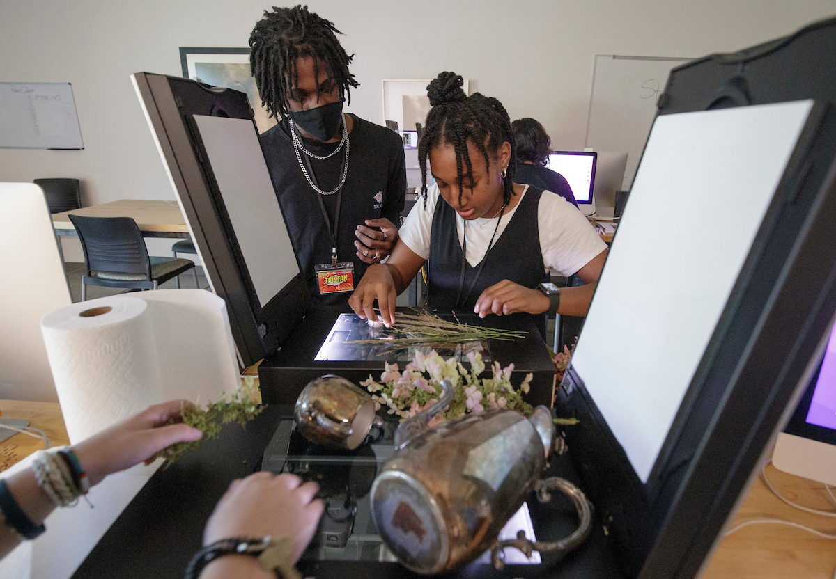 High School students from around Arkansas participate in the weeklong immersive visual arts summer program artWAYS in the Windgate Center for Art and Design. The students spend all day making art in graphic design, figure drawing metal jewelry and photography studios with UA Little Rock art professors.