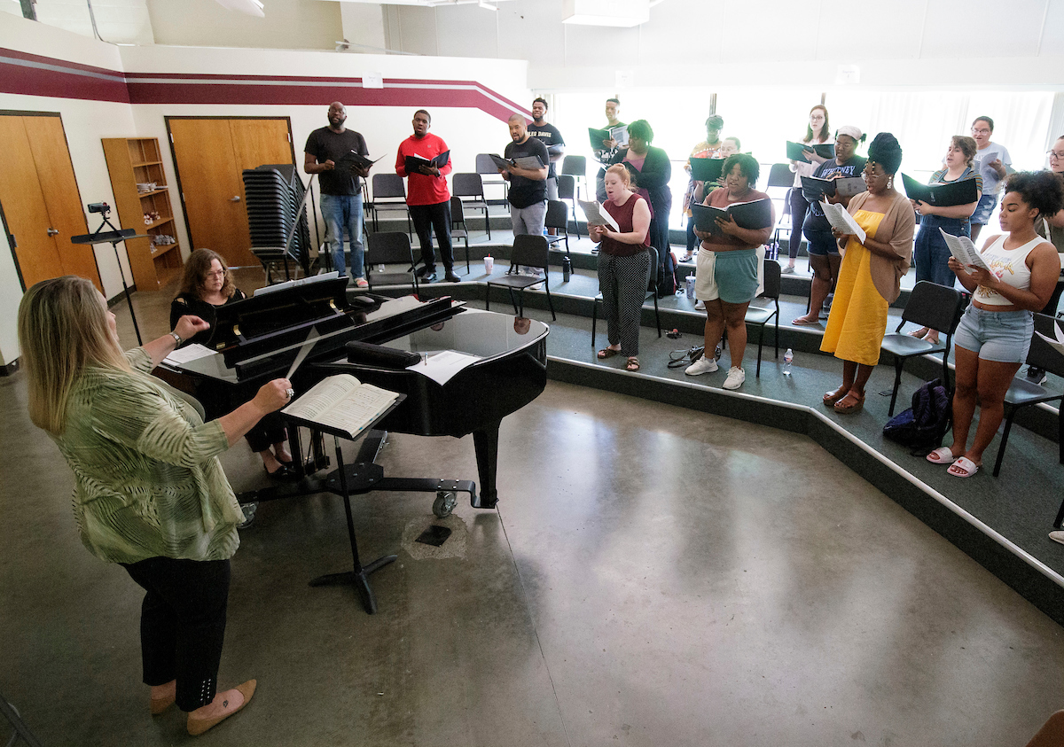 UA Little Rock Choir students rehearse for their June 26 performance at Carnegie Hall.